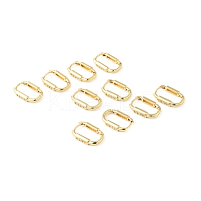 Clear Cubic Zirconia Oval Hoop Earrings EJEW-G312-13G-1