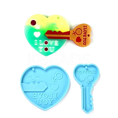 Valentine's Day Theme DIY Pendant Silicone Molds DIY-C009-03G-1