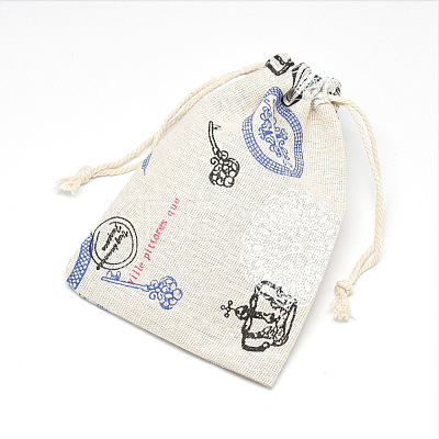 Printed Polycotton(Polyester Cotton) Packing Pouches Drawstring Bags ABAG-T004-10x14-14-1
