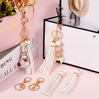 DIY PU Leather Tassels Keychain Kits DIY-SC0026-20C-1