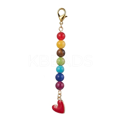 Alloy Enamel Heart Pendant Decorations HJEW-JM01507-02-1