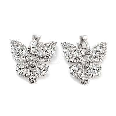 Brass with Cubic Zirconia Fold Over Clasps KK-P271-14P-1