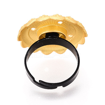 Adjustable Flower Alloy & Iron Bezel Cup Ring Base with Rotatable Tray MAK-T012-06G-1