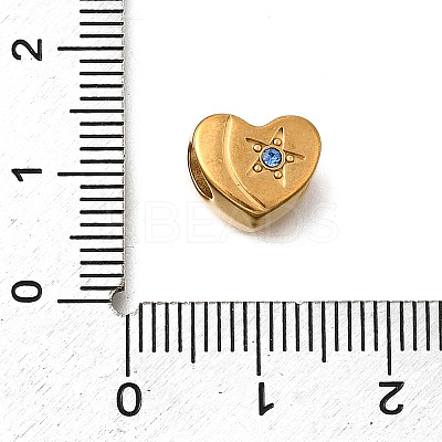 Heart with Star 304 Stainless Steel European Beads STAS-Z160-14G-1