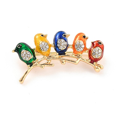 Birds with Branch Alloy Rhinestone Brooch LS-JEWB-O009-11-1