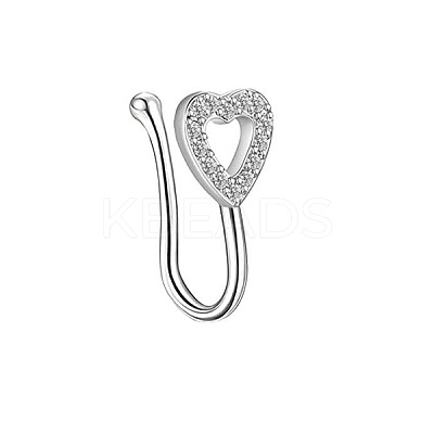 304 Stainless Steel Micro Pave Clear Cubic Zirconia Clip on Nose Rings WGD6E17-04-1