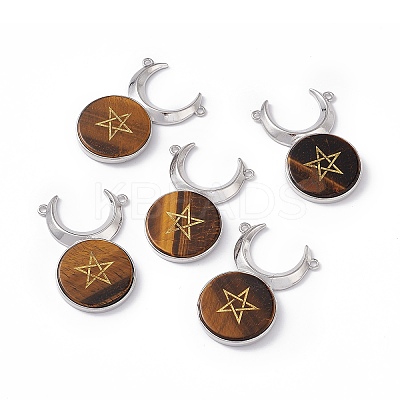 Natural Tiger Eye Connector Charms G-G983-02P-04-1