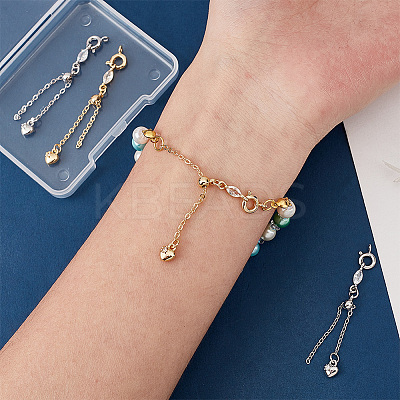 4Pcs 2 Colors Alloy & Brass Chain Extender with Cubic Zirconia FIND-PH0017-99-1