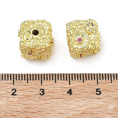 Brass Micro Pave Cubic Zirconia Beads KK-D224-10G-1