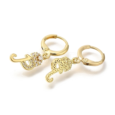 Brass Clear Cubic Zirconia Hoop Earrings EJEW-M045-01P-1