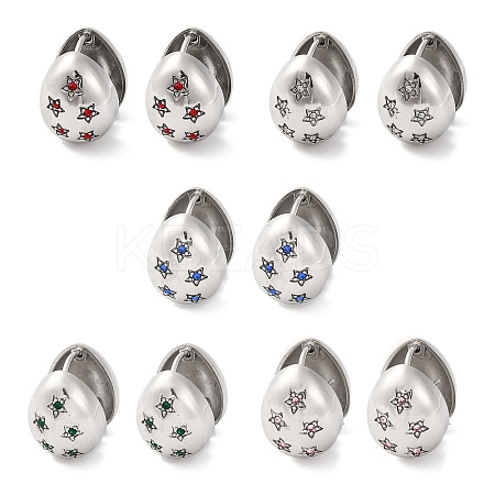 304 Stainless Steel Clear Cubic Zirconia Hoop Earrings for Women EJEW-Z076-03P-1