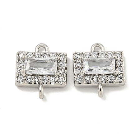 Brass Pave Clear Cubic Zirconia Connector Charms KK-P275-44P-1