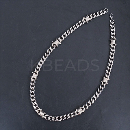 304 Stainless Steel & Zinc Alloy Thorned Cuban Link Chain Necklaces for Men FS-WGE9529-03-1