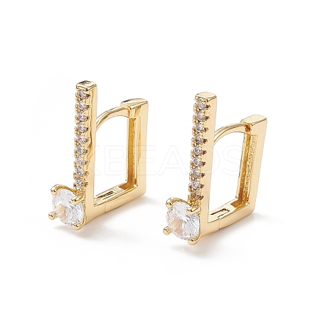 Cubic Zirconia Rectangle Hoop Earrings EJEW-B014-14G-1