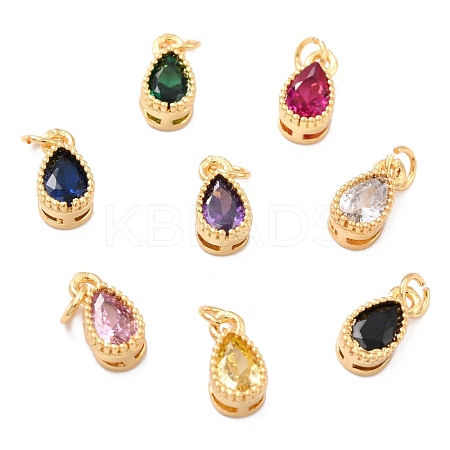 Real 18K Gold Plated Brass Inlaid Cubic Zirconia Charms ZIRC-L100-077G-1
