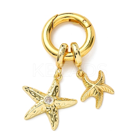Brass Pave Clear Cubic Zirconia Sea Animals Pendant Decorations KK-C119-10B-G-1