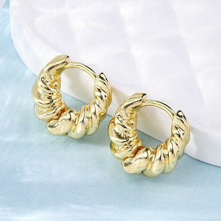 Twist Ring Rack Plating Brass Hoop Earring for Women EJEW-H091-14G-1