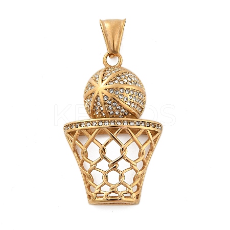 304 Stainless Steel Rhinestone Pendants STAS-G346-54G-1