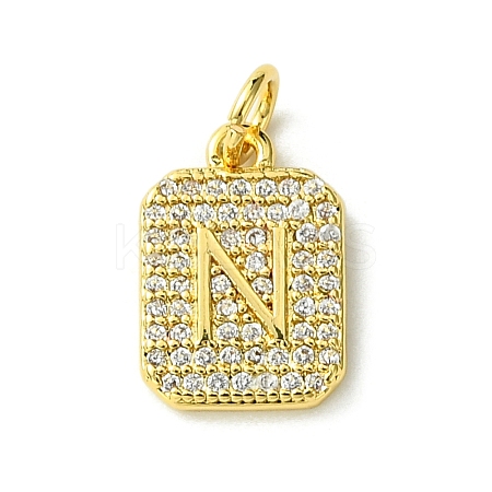 Rack Plating Brass Micro Pave Clear Cubic Zirconia Charms KK-G501-01N-G-1