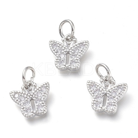 Brass Micro Pave Clear Cubic Zirconia Pendants KK-P188-N01-P-1