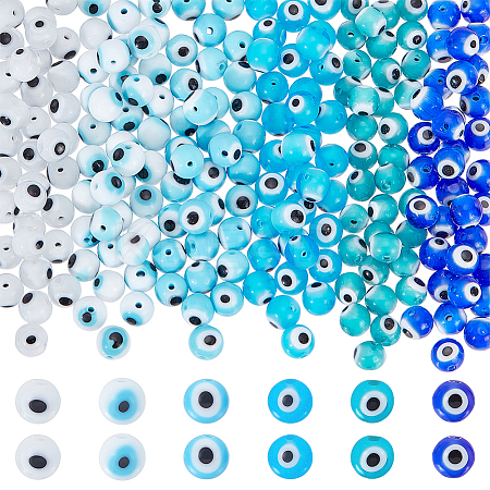 210Pcs 6 Colors Handmade Evil Eye Lampwork Beads LAMP-WR0001-03-1