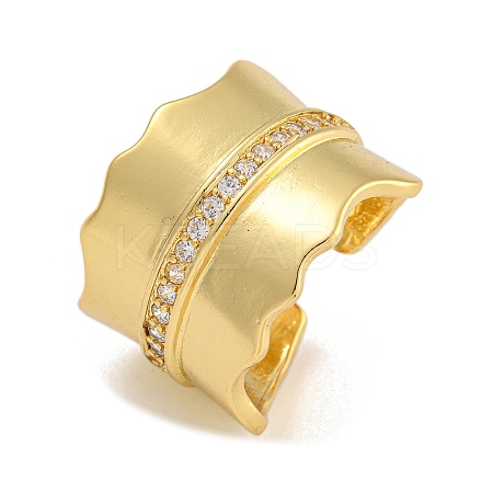 Brass Micro Pave Cubic Zirconia Cuff Rings RJEW-P127-05G-1