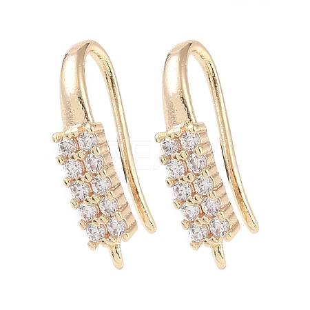Brass Micro Pave Cubic Zirconia Earring Hooks KK-U008-14G-1