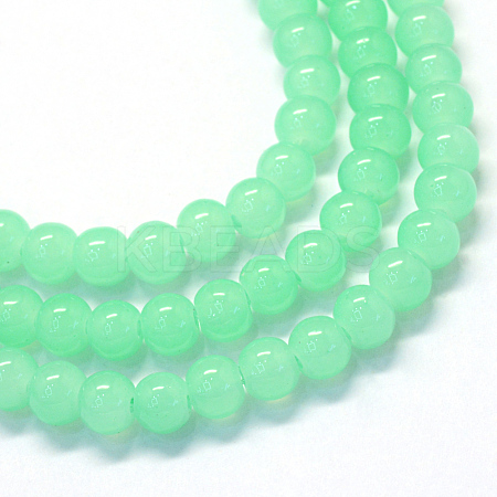 Baking Painted Imitation Jade Glass Round Bead Strands X-DGLA-Q021-10mm-22-1