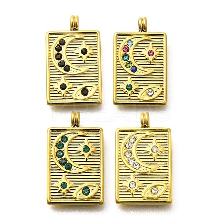 304 Stainless Steel Rhinestone Pendants STAS-M109-14G-1