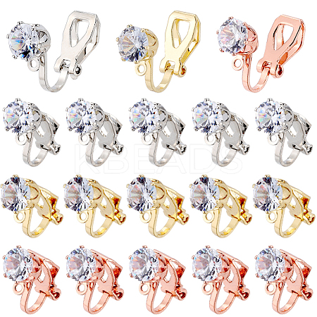 30Pcs 3 Colors Brass Clip-on Earring Findings KK-SC0003-87-1