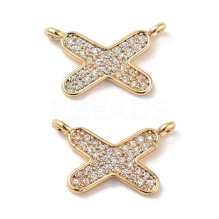 Brass Micro Pave Cubic Zirconia Charms KK-B102-07G-1