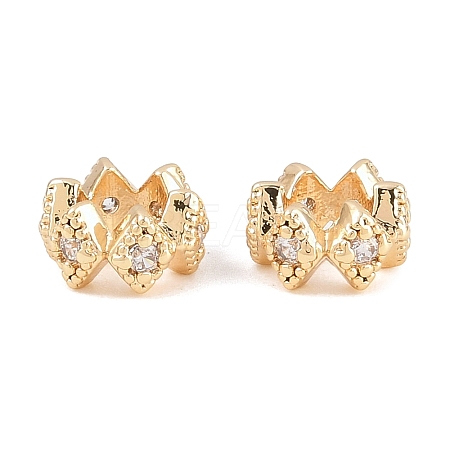 Brass Micro Pave Clear Cubic Zirconia European Beads KK-L261-05G-1