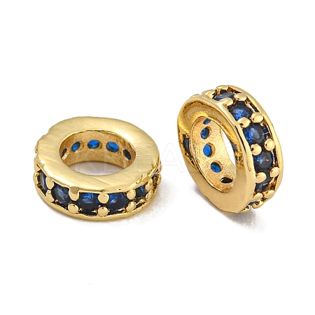 Rack Plating Brass Micro Pave Clear Cubic Zirconia Beads KK-U030-32G-09-1
