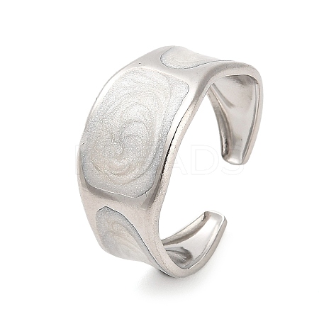 304 Stainless Steel Wide Band Open Cuff Ring for Women RJEW-F160-02P-1