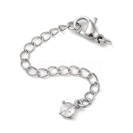 Brass with Cubic Zirconia Chain Extender KK-B102-43P-1