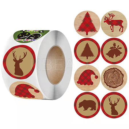 500Pcs Christmas Theme Round Stickers LS-AJEW-S090-04H-1