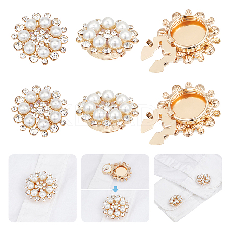 4Pcs Alloy Rhinestone Cufflinks HJEW-NB00217-1