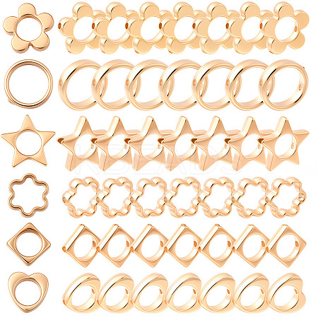 180Pcs 6 Styles 2-Hole CCB Plastic Beads Frame CCB-SP0001-10G-1
