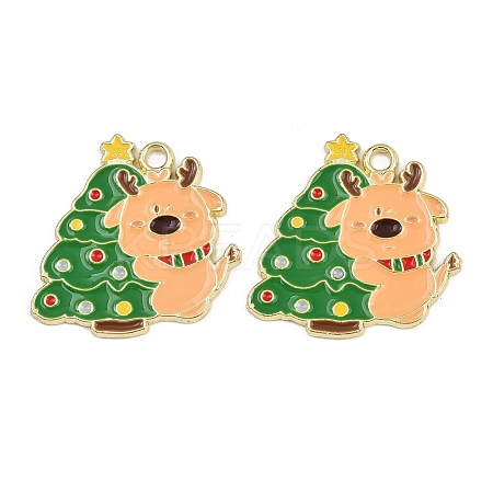 Christmas Deer Theme Alloy Enamel Pendants LS-ENAM-D304-01A-G-1