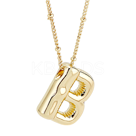 1pc Brass Chain with Alloy Letter Pendants Necklaces NJEW-LP0001-41B-G-1