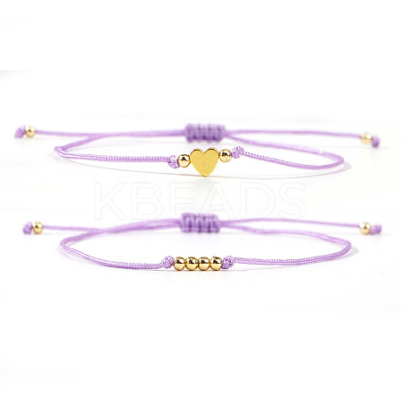 2Pcs 2 Styles Bohemian Brass Beads Braided Bead Bracelets BT1454-10-1