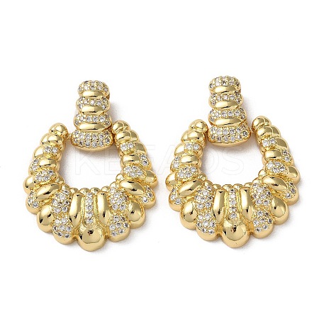 Rack Plating Brass Micro Pave Clear Cubic Zirconia Pendants KK-M268-03G-1