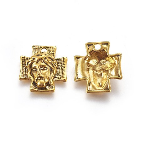 Tibetan Style Alloy Cross with Jesus Alloy Pendants for Easter Jewelry LS-GLF10674Y-1