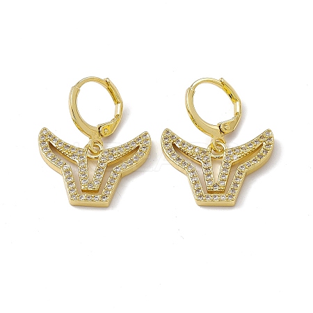 Clear Cubic Zirconia Ox Dangle Leverback Earrings EJEW-I277-02G-1