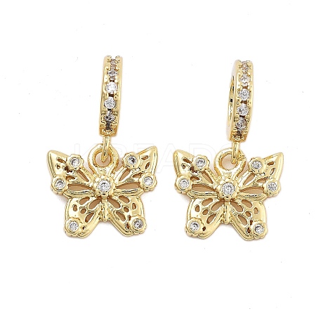 Rack Plating Brass Clear Cubic Zirconia European Dangle Charms KK-Q006-59G-01-1