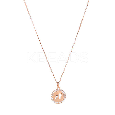 Round with Rhinestone and Footprint Pendant Necklaces RV0374-2-1