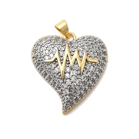 Brass Micro Pave Clear Cubic Zirconia Pendants KK-H519-14C-GP-1
