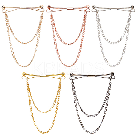 5Pcs 5 Colors Alloy Hanging Chain Brooches FIND-GF0006-85-1