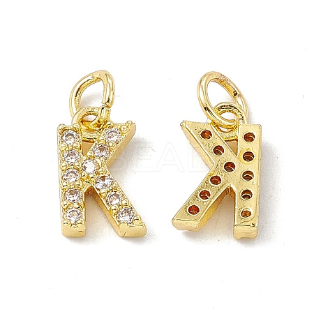 Real 18K Gold Plated Brass Micro Pave Clear Cubic Zirconia Charms KK-E068-VB452-K-1