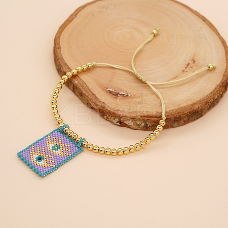 Handmade Glass Seed Bead Charm Bracelets PX3298-5-1